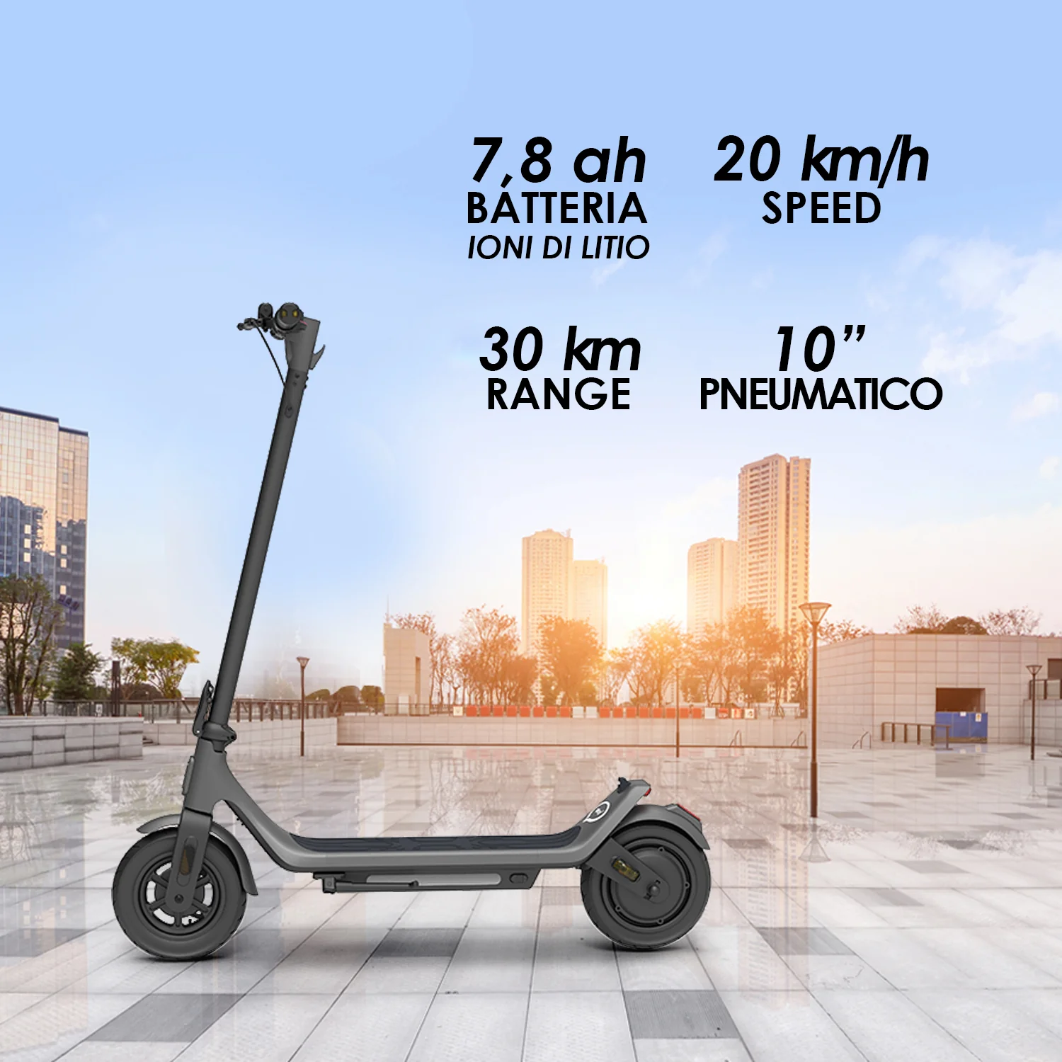 Wizy A6 Pro Monopattino Elettrico 350 Watt Ruota da 10 con frecce